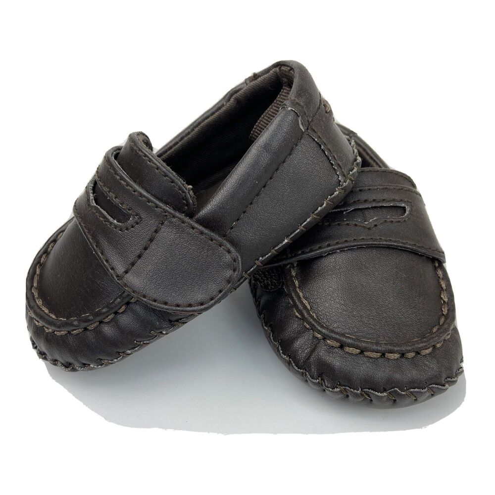 Gymboree Infant Crib Shoes Size 2 Months Faux Leather Penny Loafer Brown